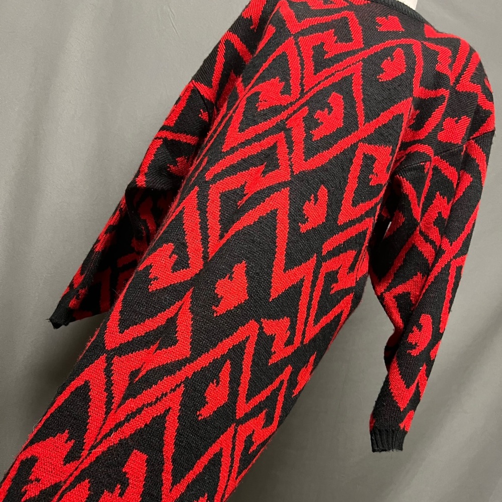 Vintage print dress retro sweater dress 80s dress